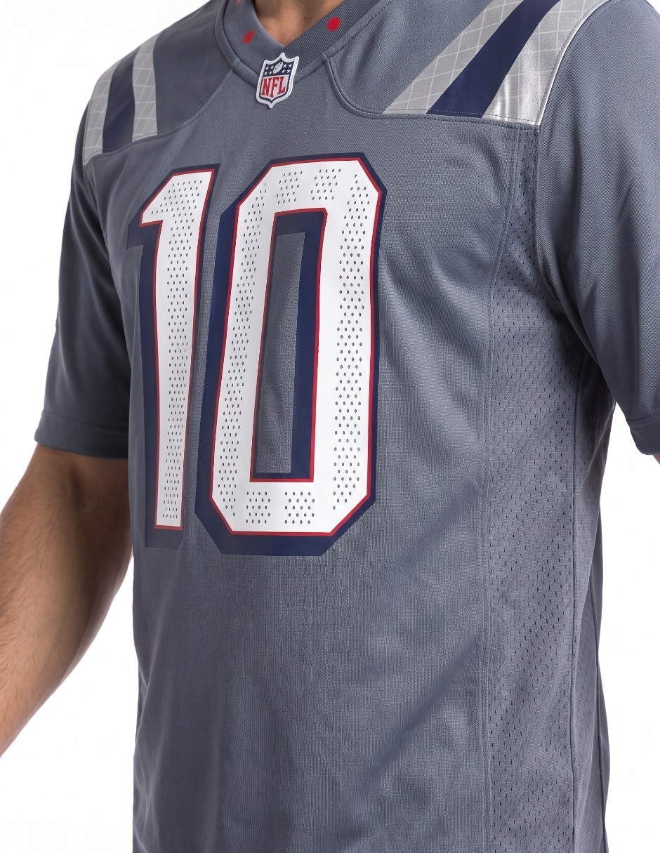 Jersey de New England Patriots conmemorativo de Drake Maye manga corta jugador para hombre 4