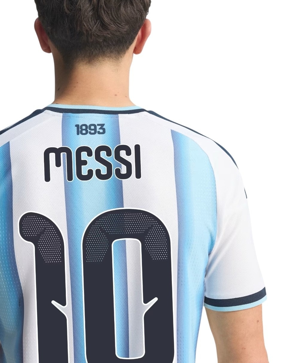 Jersey de selección de fútbol de argentina visitante de lionel messi manga corta jugador para hombre 11