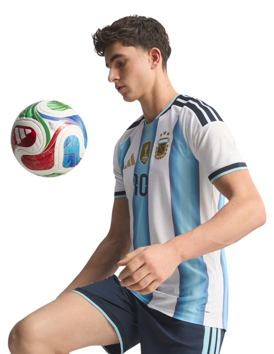 Jersey de selección de fútbol de argentina visitante de lionel messi manga corta jugador para hombre 7