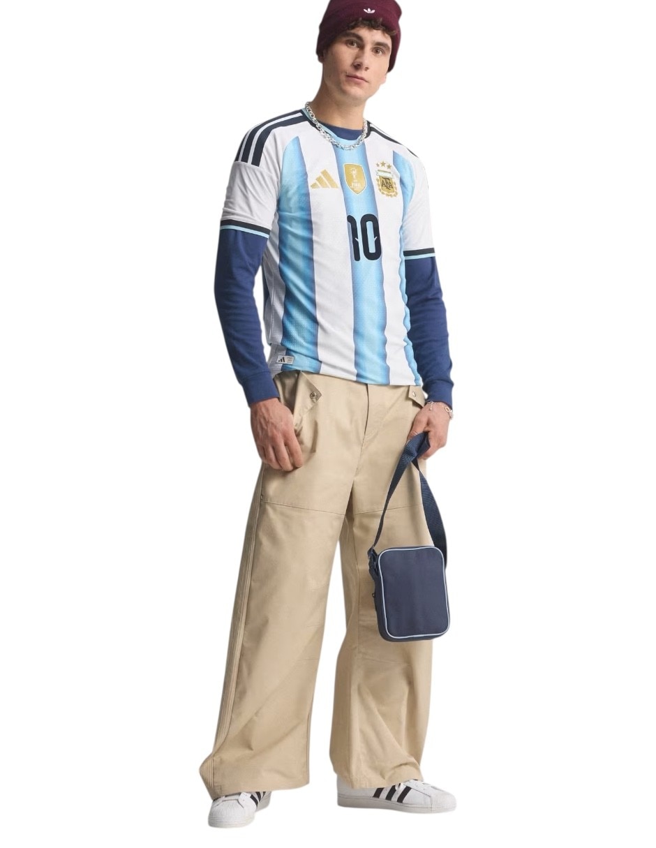 Jersey de selección de fútbol de argentina visitante de lionel messi manga corta jugador para hombre 10