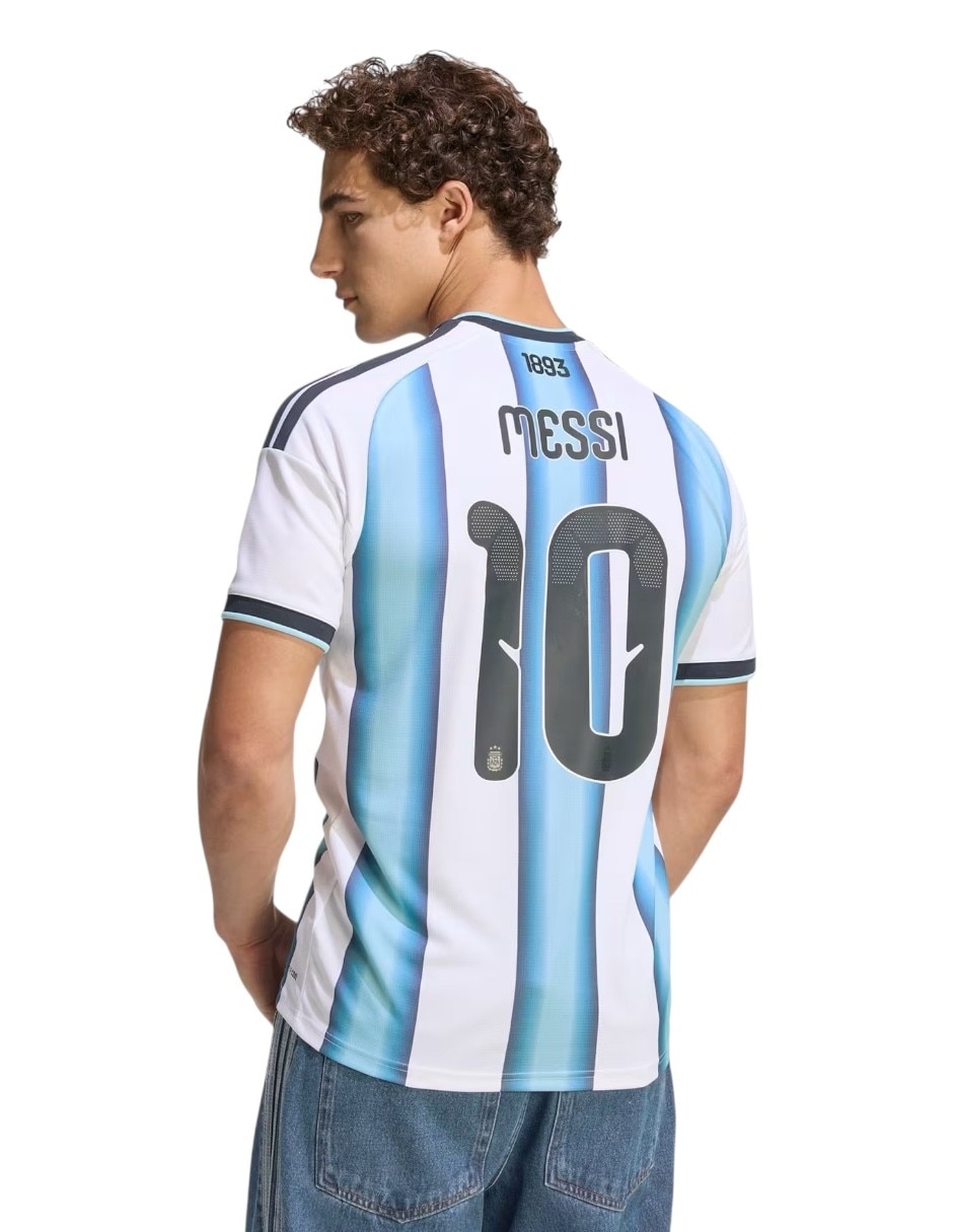 Jersey de selección de fútbol de argentina local de lionel messi manga corta fan para hombre 2