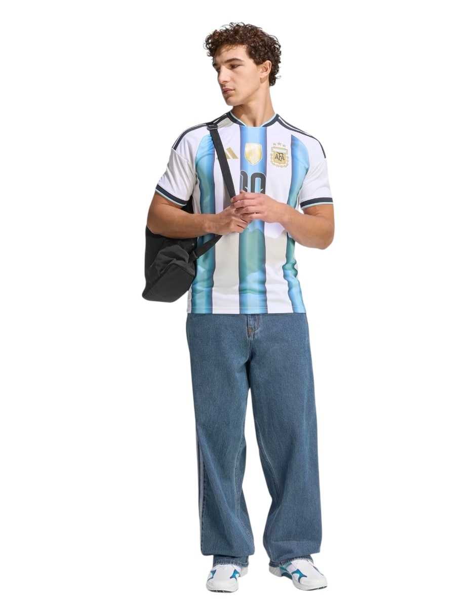 Jersey de selección de fútbol de argentina local de lionel messi manga corta fan para hombre 5