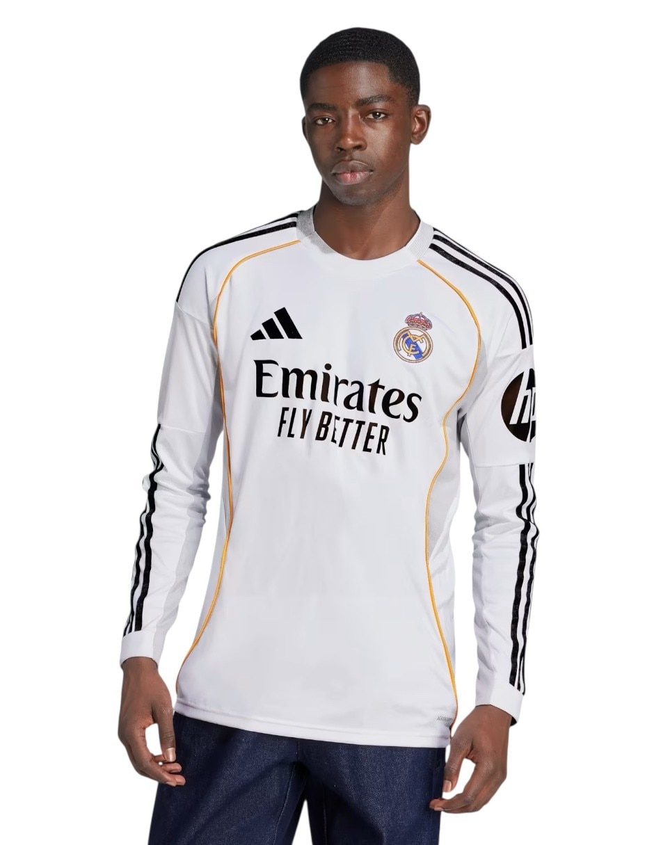 Jersey de real madrid club de fútbol local de manga larga fan para hombre