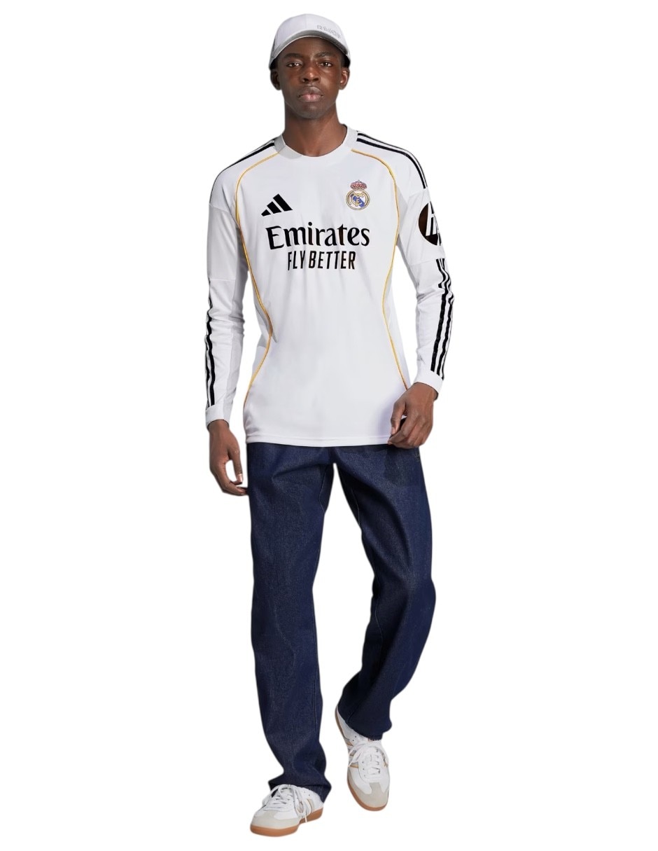 Jersey de real madrid club de fútbol local de manga larga fan para hombre 3