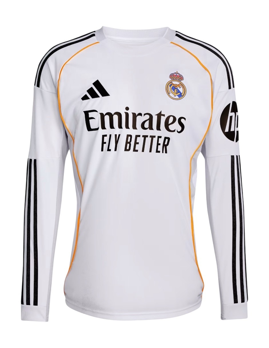 Jersey de real madrid club de fútbol local de manga larga fan para hombre 4