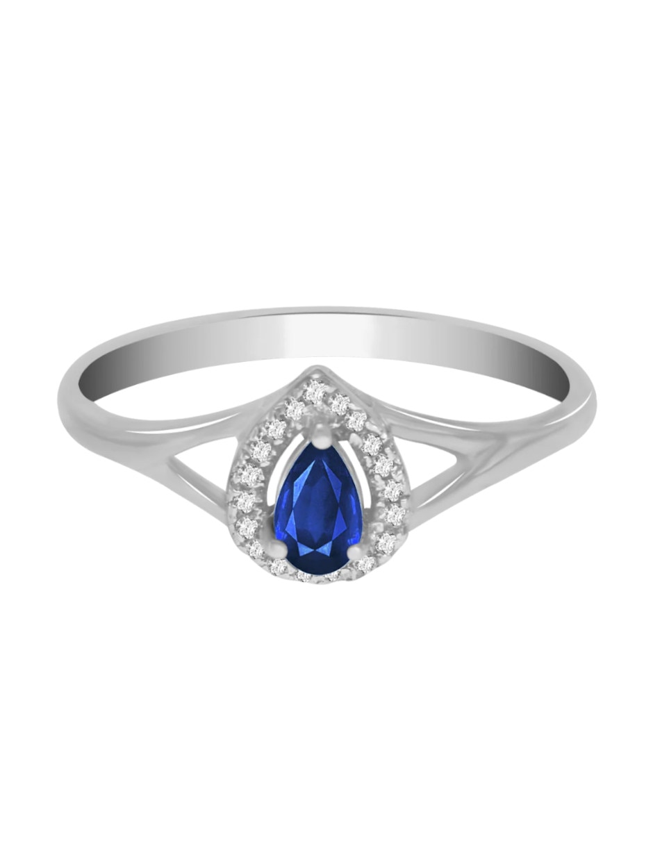 Anillo con gema ovalada fascinare cristina 14 k de oro zafiro y diamante brillante