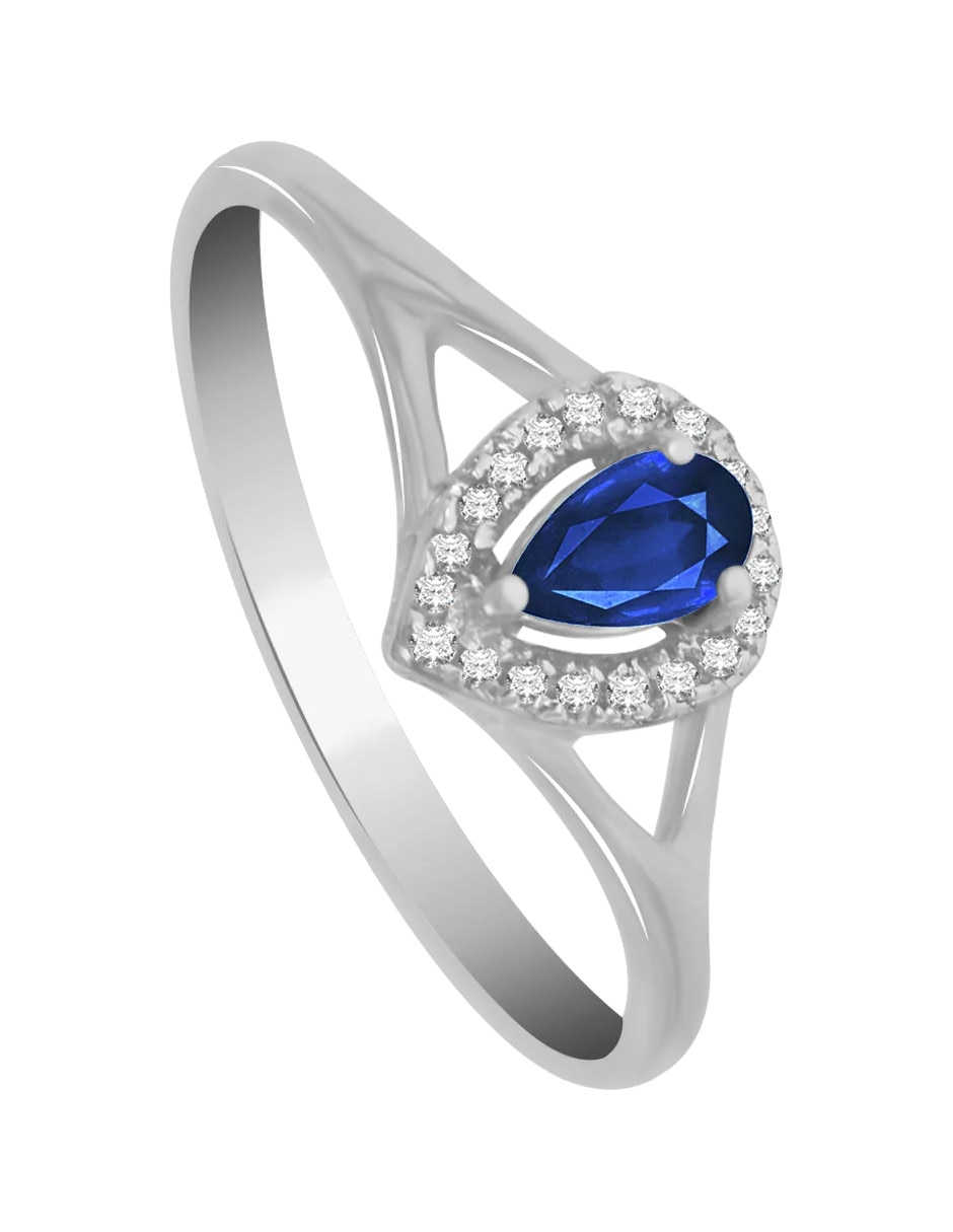 Anillo con gema ovalada fascinare cristina 14 k de oro zafiro y diamante brillante